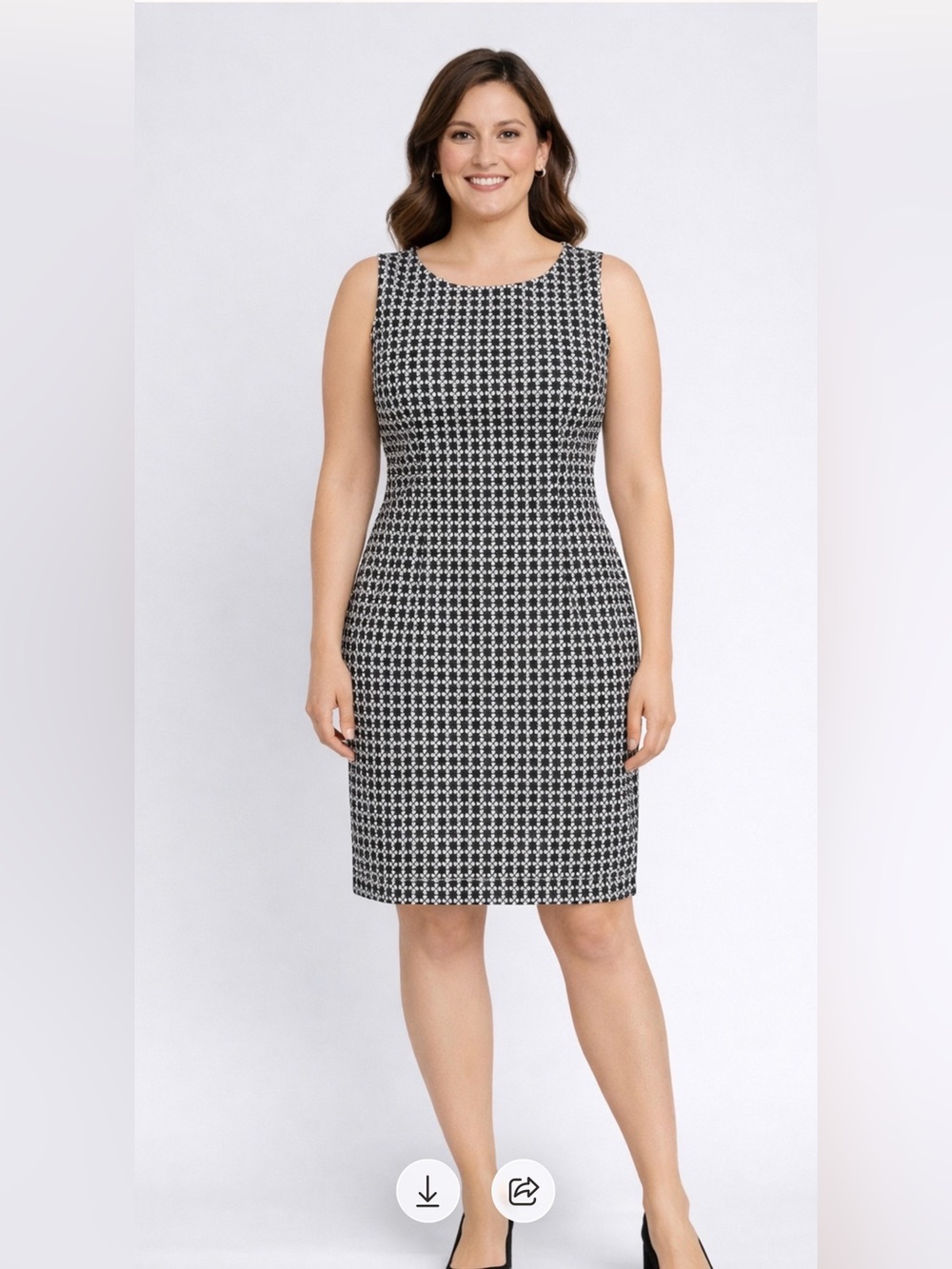 Brooks Brothers 346 Sheath Sleeveless Dress Black White Geo Pattern Size 12